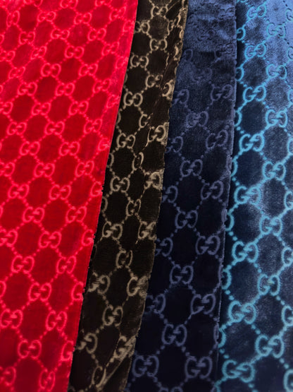 Gucci Fall 1997 Tom Ford Navy Monogram Velvet Scarf