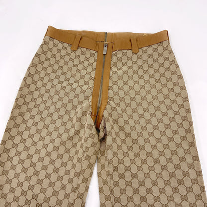 Gucci Fall 2000 Tom Ford Brown Monogram Zipper Flared Pants