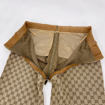 Gucci Fall 2000 Tom Ford Brown Monogram Zipper Flared Pants