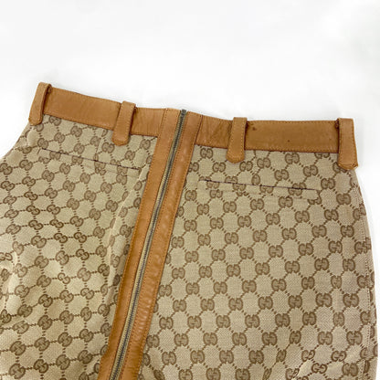 Gucci Fall 2000 Tom Ford Brown Monogram Zipper Flared Pants