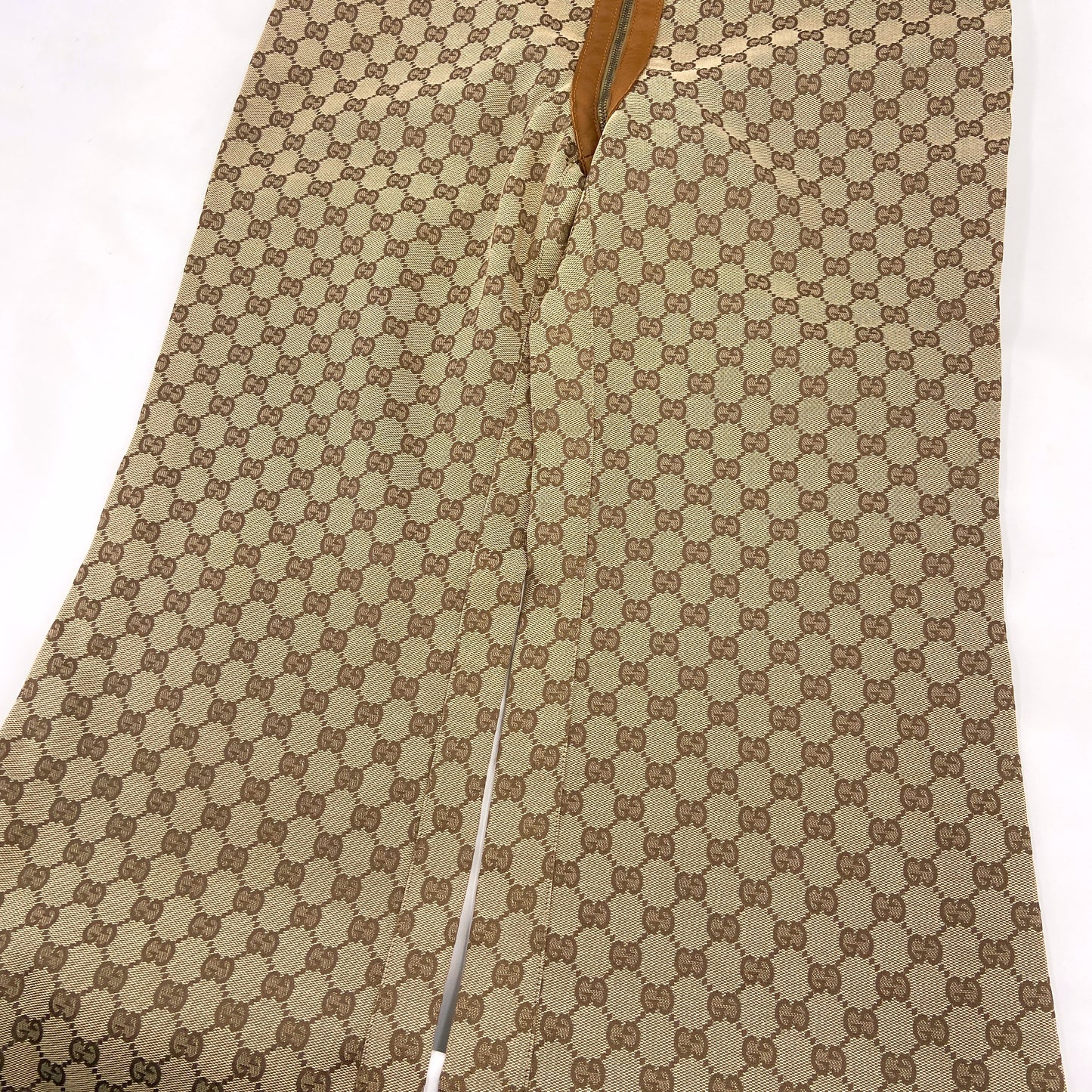 Gucci Fall 2000 Tom Ford Brown Monogram Zipper Flared Pants