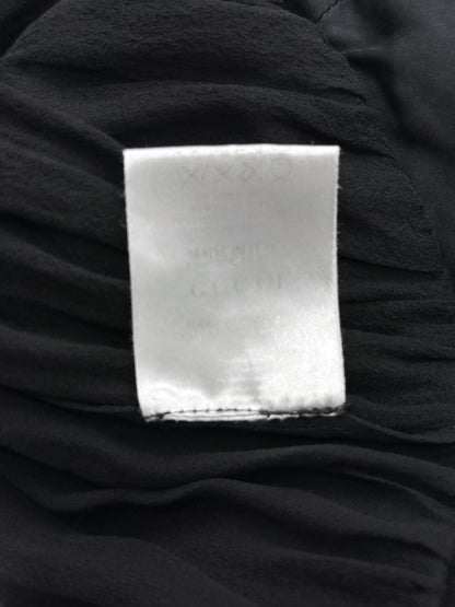 Gucci Fall 2005 Black Drop Shoulder Ruched Sheer Pure Silk Satin Top 40