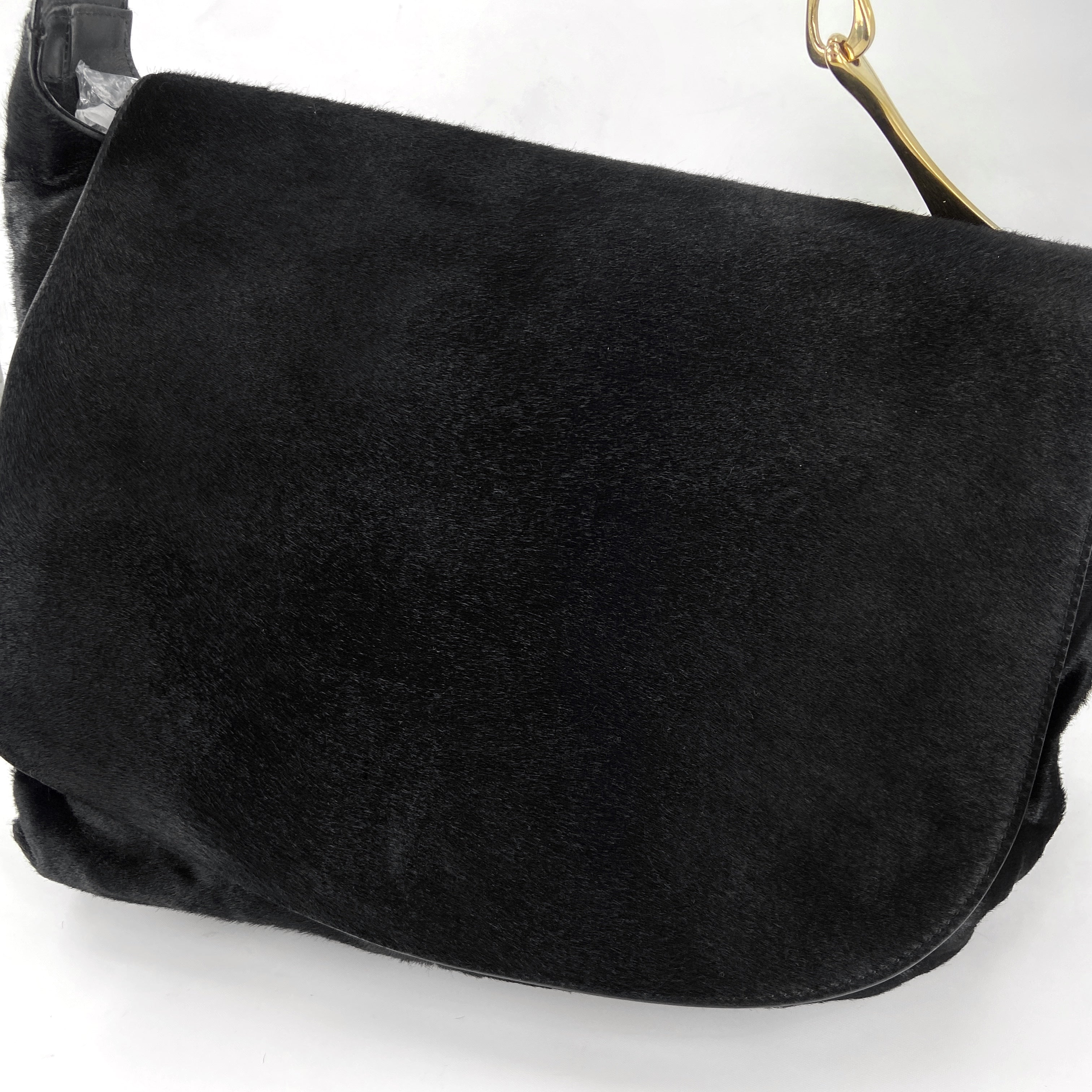 Gucci Fall 1996 Tom Ford Gold Horsebit Black Pony Hair
