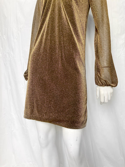 Gucci Fall 2000 Tom Ford Runway Gold Glitter Dress 38