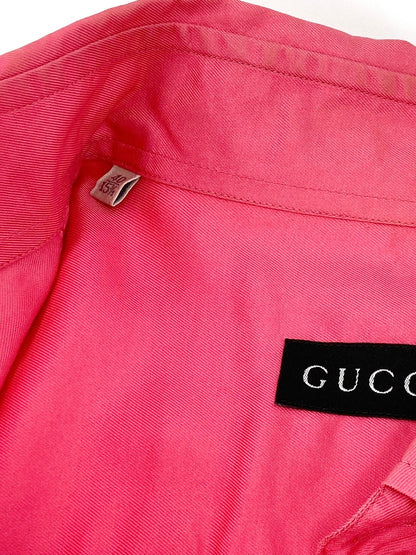 Gucci Fall 1997 Tom Ford Men’s Pink Silk Dress Shirt