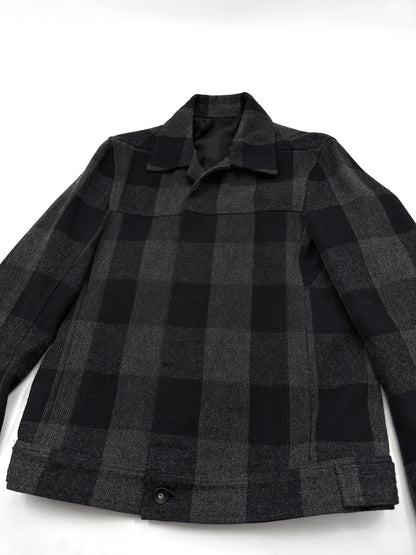 Rick Owens Fall 2016 Mainline Mastodon Checkered Plaid Wool Sample Colourway Workers Jacket 46