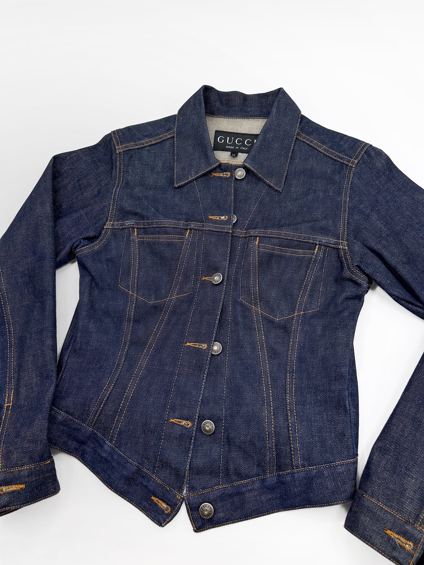 Gucci Spring 1998 Tom Ford Look#32 Esther Cañadas Raw Denim Jacket 40