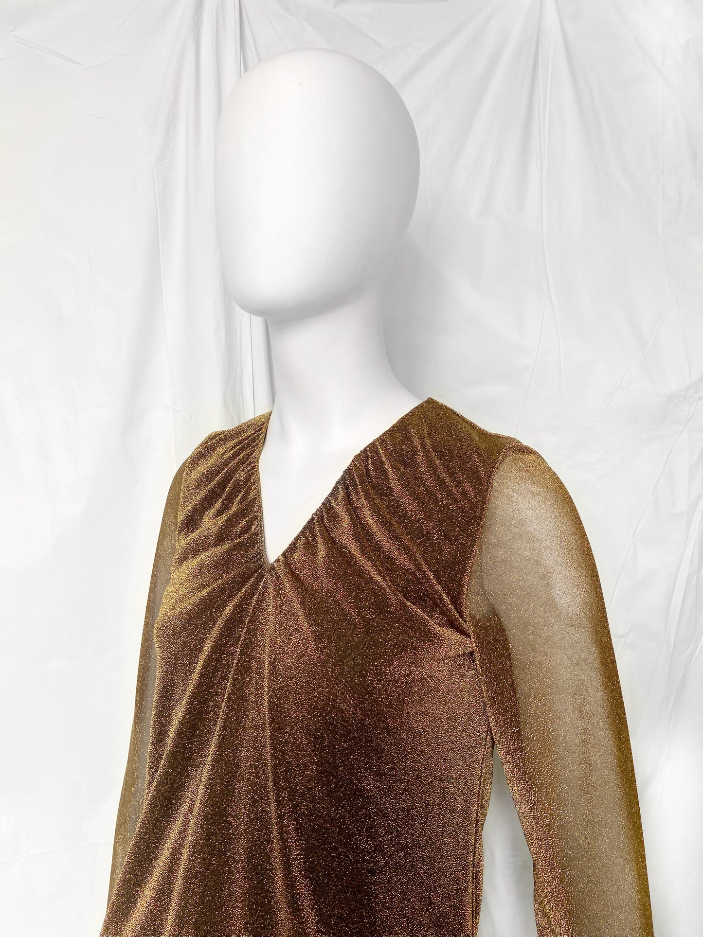 Gucci Fall 2000 Tom Ford Runway Gold Glitter Dress 38