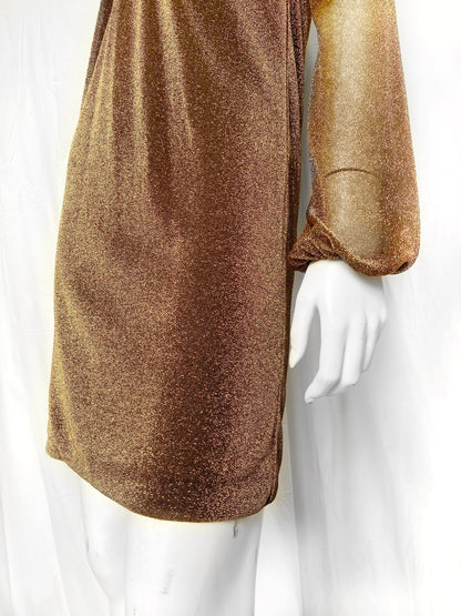 Gucci Fall 2000 Tom Ford Runway Gold Glitter Dress 38