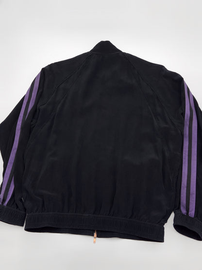 Gucci Spring 2004 Tom Ford Black Webbing Striped Crepe de Chine Silk Bomber Jacket pants tracksuit 38