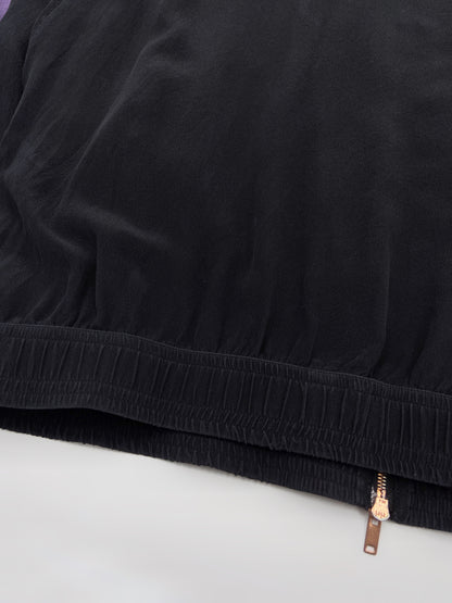 Gucci Spring 2004 Tom Ford Black Webbing Striped Crepe de Chine Silk Bomber Jacket pants tracksuit 38