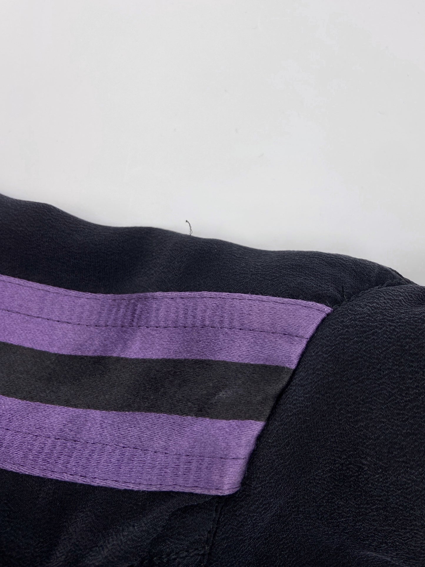 Gucci Spring 2004 Tom Ford Black Webbing Striped Crepe de Chine Silk Bomber Jacket pants tracksuit 38