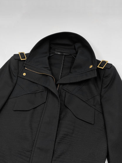 Gucci Fall 2003 Tom Ford Epaulettes Military Jacket Ruched Pencil Skirt Suit Set 38