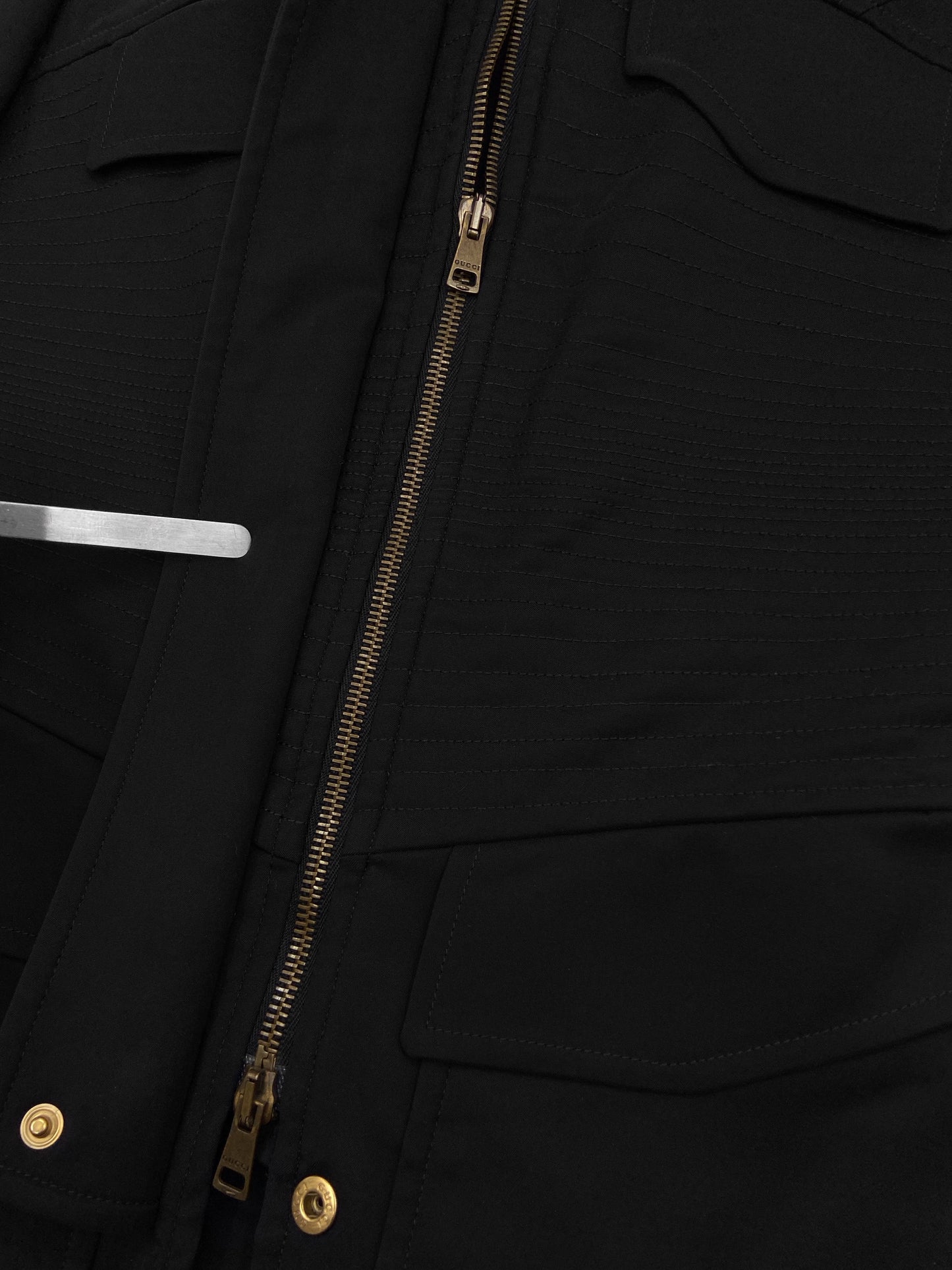 Gucci Fall 2003 Tom Ford Epaulettes Military Jacket Ruched Pencil Skirt Suit Set 38