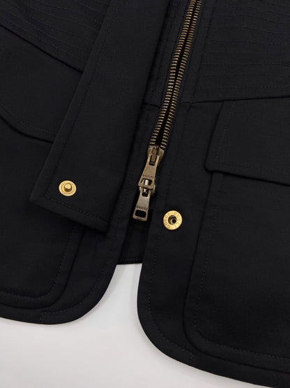 Gucci Fall 2003 Tom Ford Epaulettes Military Jacket Ruched Pencil Skirt Suit Set 38