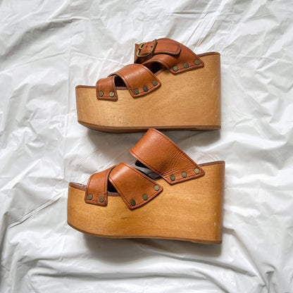 Céline Phoebe Philo Wooden Platform Sandal 36