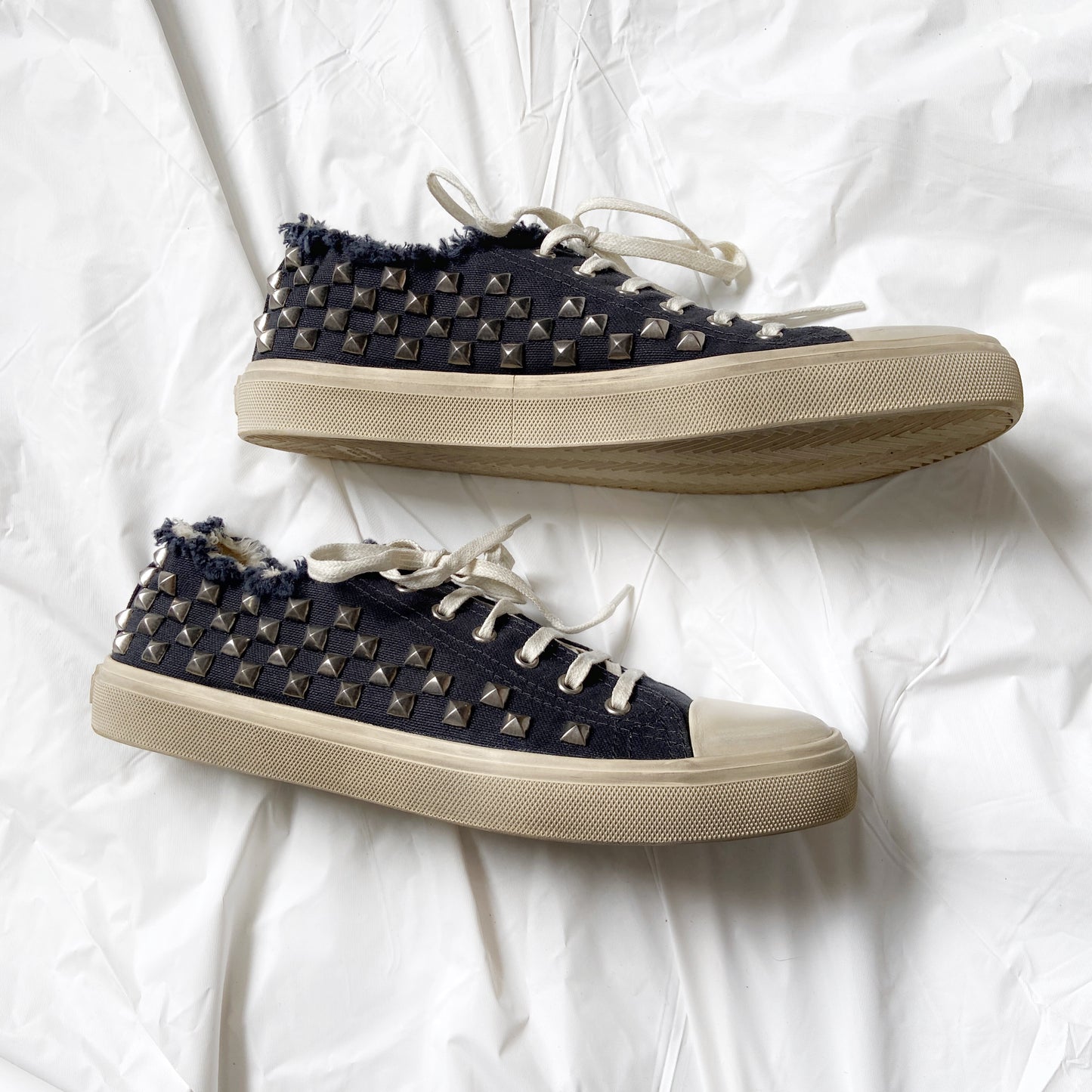 Saint Laurent Hedi Bedford Studded Punk Navy Sneakers 42