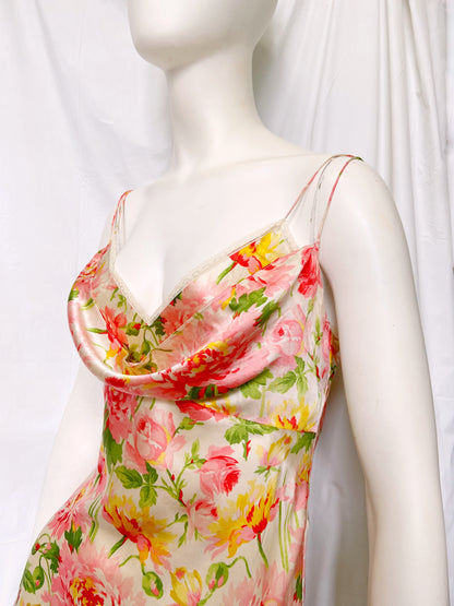 Dior Spring 2005 Galliano Floral Layered Silk Camisole Singlet with Lace Trim