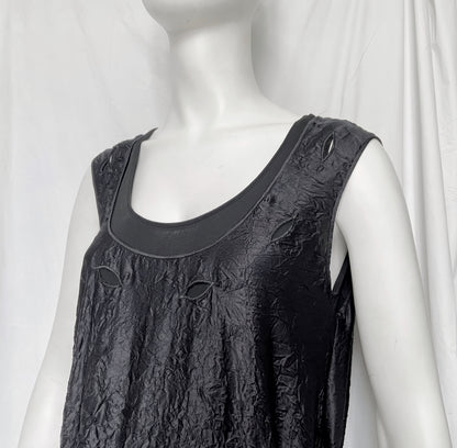 Gianni Versace Spring 1994 Runway Wrinkled Black Silk Eyelet Dress Set