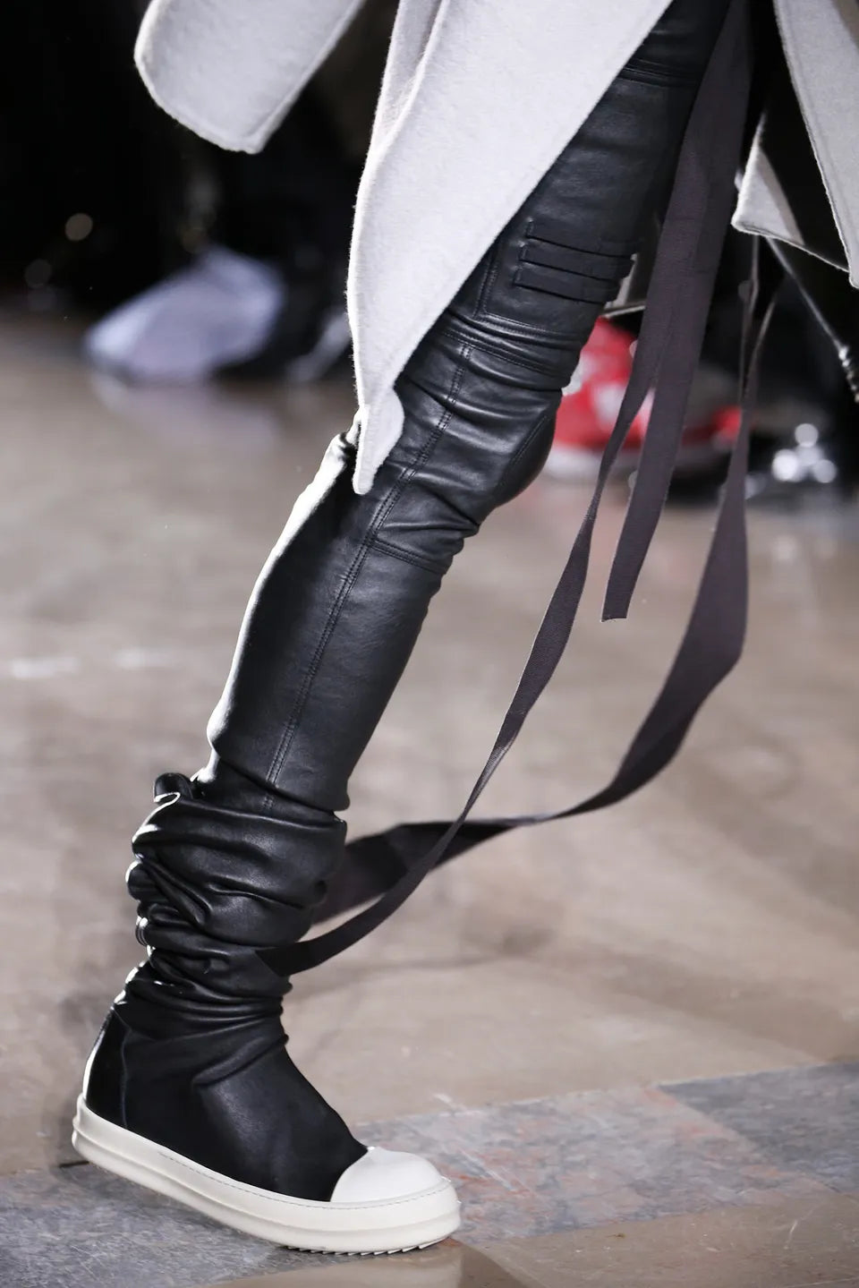 Rick Owens Fall 2018 Mainline Lambskin Leather Thigh High Sock Ramones 39.5