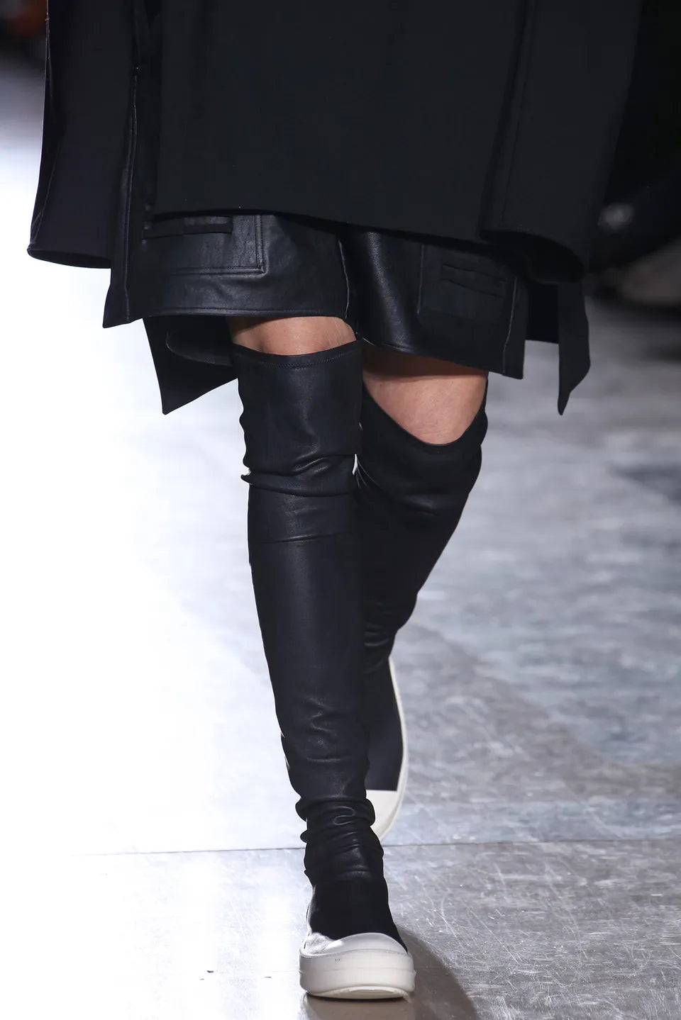 Rick Owens Fall 2018 Mainline Lambskin Leather Thigh High Sock Ramones 39.5