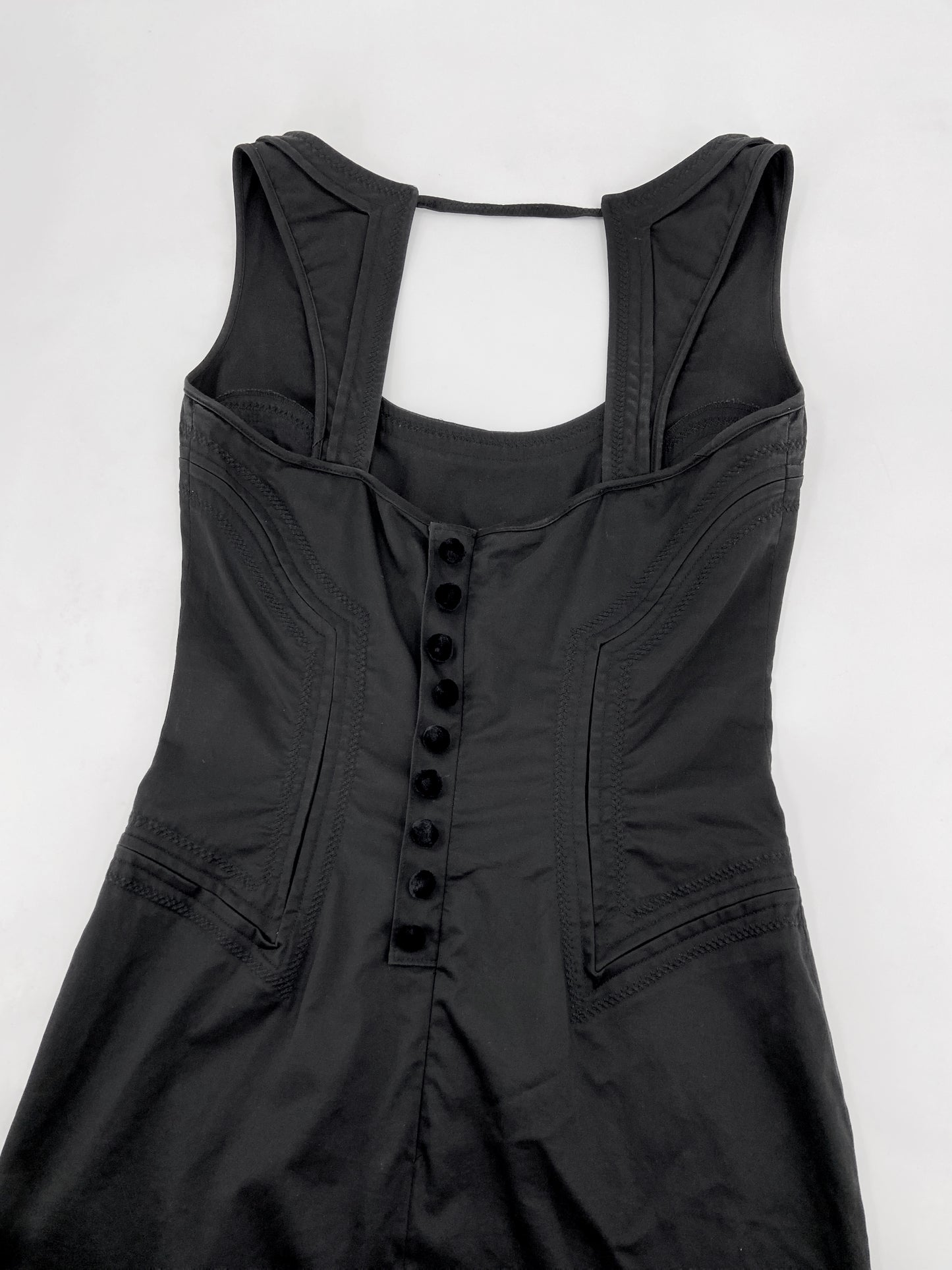 Gucci Spring 2004 Tom Ford Minimal Black Corset Dress 38