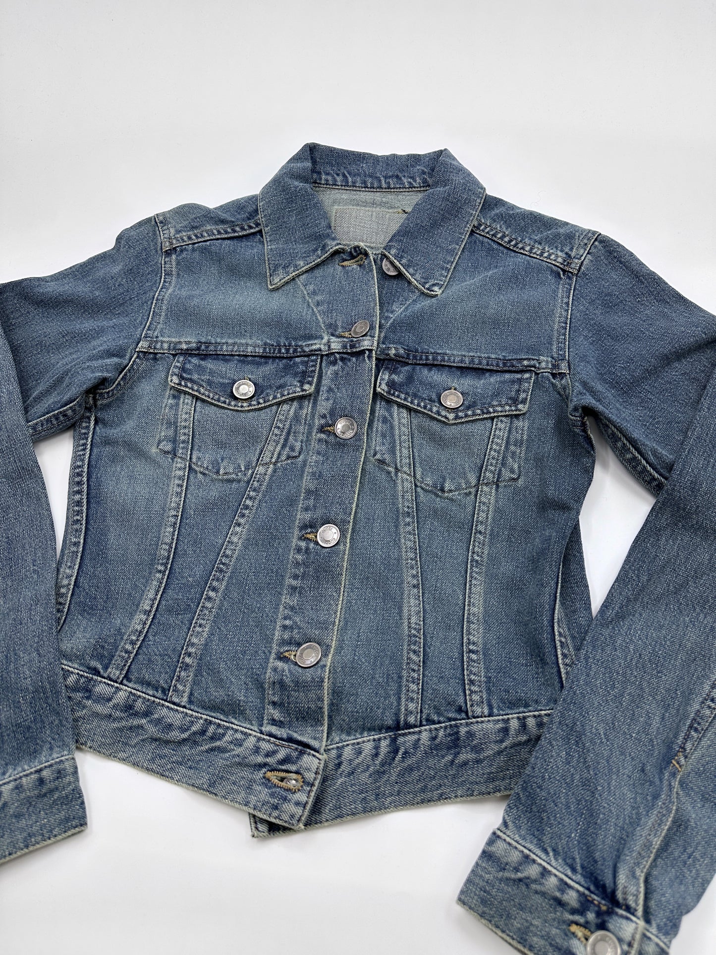 Gucci Spring 2001 Tom Ford Light Blue Denim Cropped Jacket Jeans Set 38