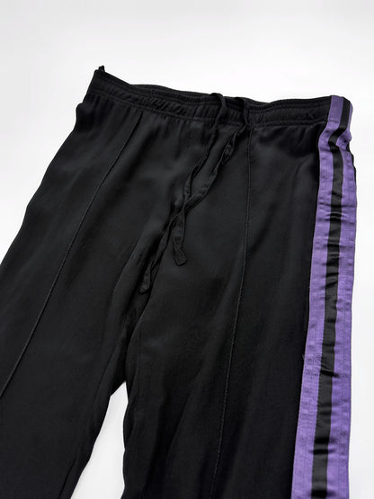 Gucci Spring 2004 Tom Ford Black Webbing Striped Crepe de Chine Silk Bomber Jacket pants tracksuit 38