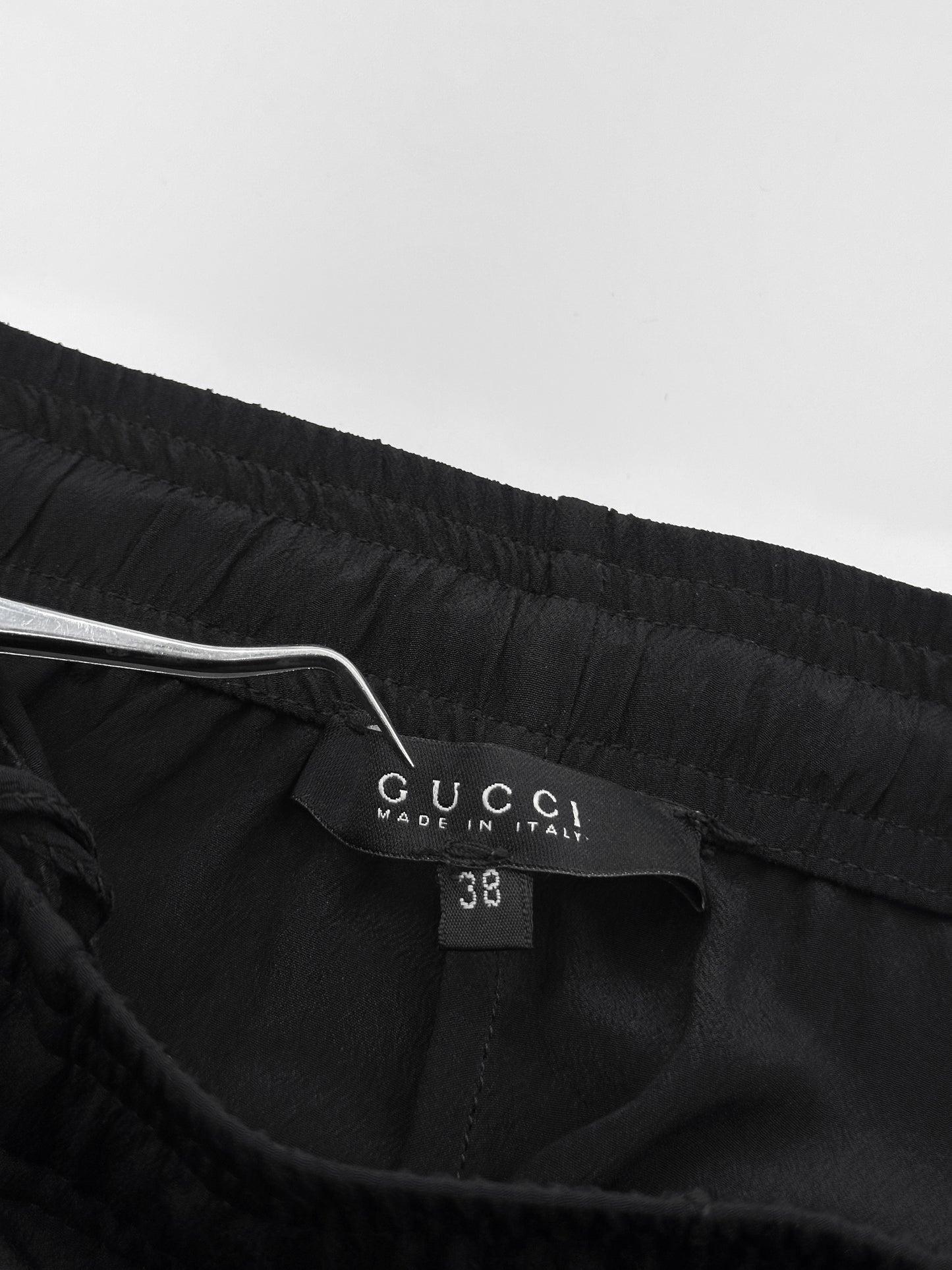 Gucci Spring 2004 Tom Ford Black Webbing Striped Crepe de Chine Silk Bomber Jacket pants tracksuit 38