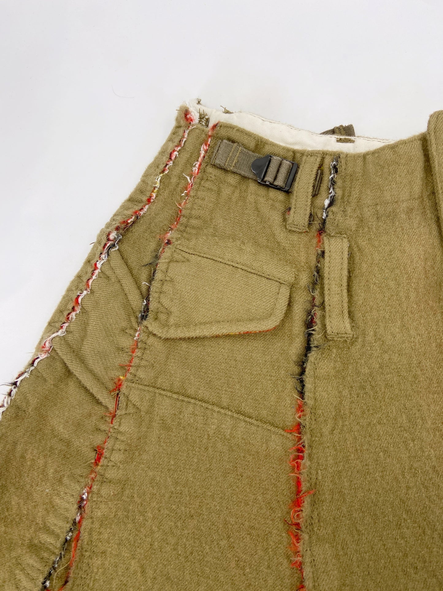 Junya Watanabe Fall 2006 Reconstructed Distressed Wool Blend Military Skirt S