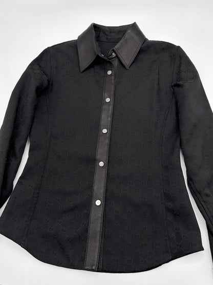Gucci Fall 2000 Tom Ford Guccissima Monogram Canvas Leather Shirt 40