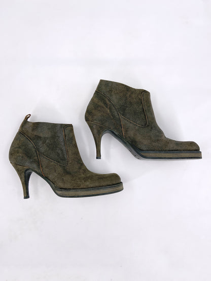 Rick Owens Spring 2006 TUNGSTEN Blistered Leather Heels Boots 38