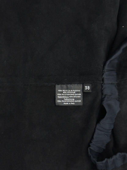 FINALE Gucci Fall 2002 Tom Ford Black Fitch Fur Pelt Stole with Leather & Silk Satin Ribbons