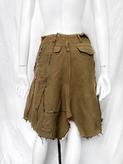 Junya Watanabe Fall 2006 Reconstructed Distressed Wool Blend Military Skirt S