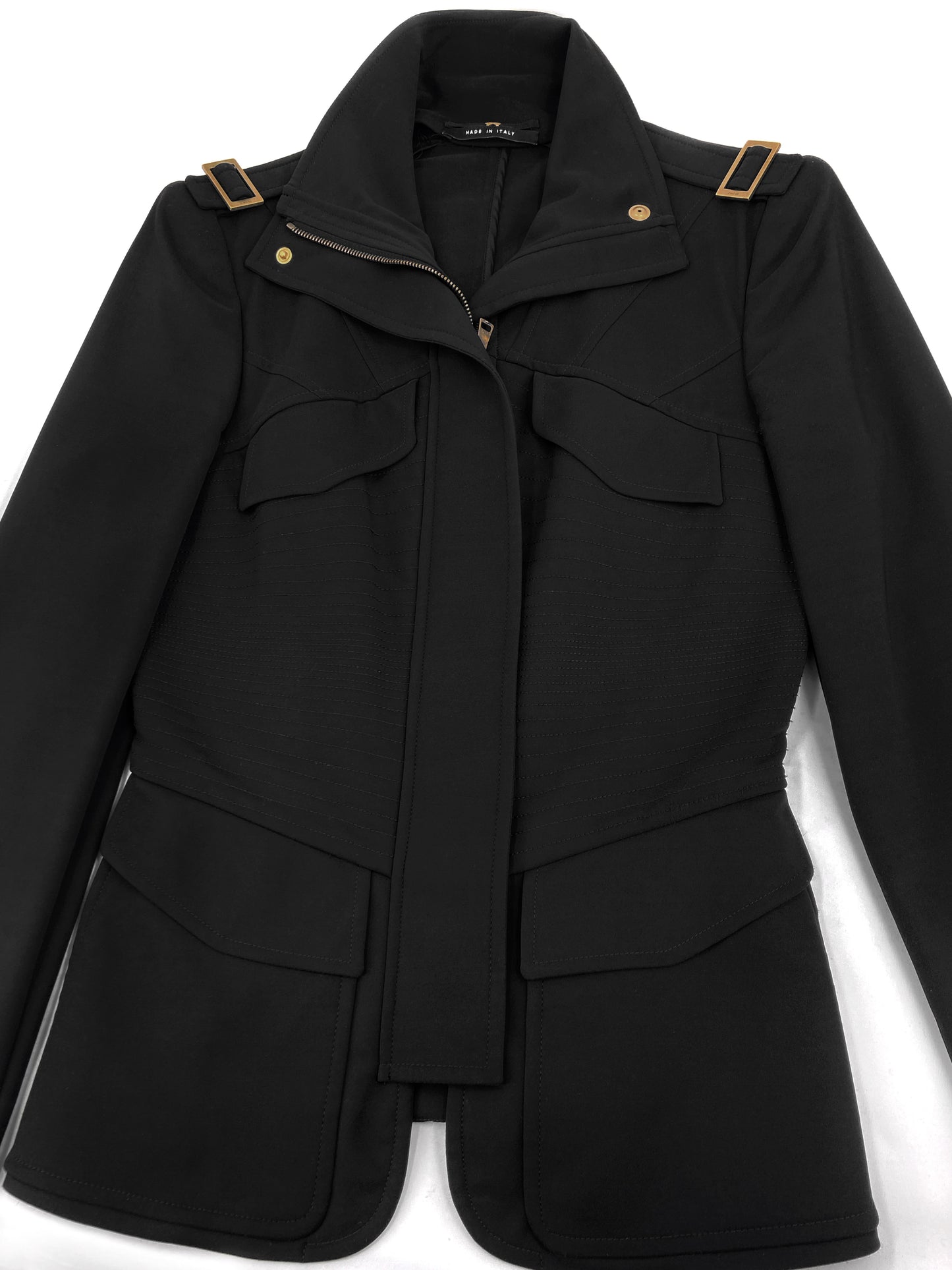 Gucci Fall 2003 Tom Ford Military Epaulettes Bondage Blazer Skirt Suit Set 40&38