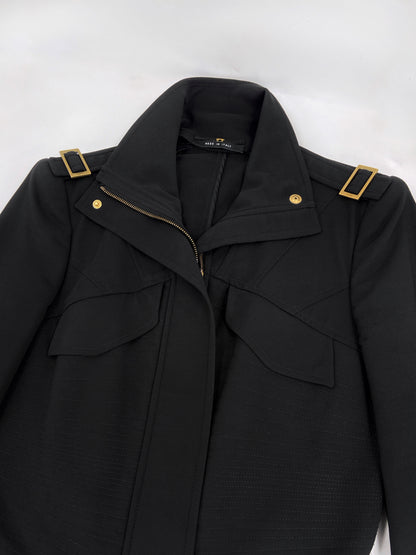 Gucci Fall 2003 Tom Ford Military Epaulettes Bondage Blazer Skirt Suit Set 40&38