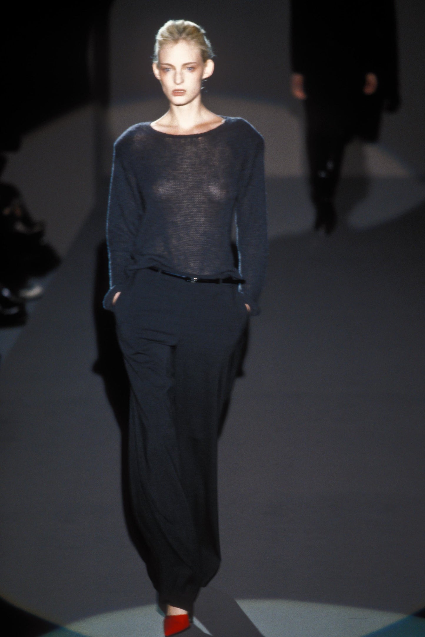 Gucci Fall 1997 Tom Ford Shoulder Metal Emblem Cropped Wool blend Sweater M