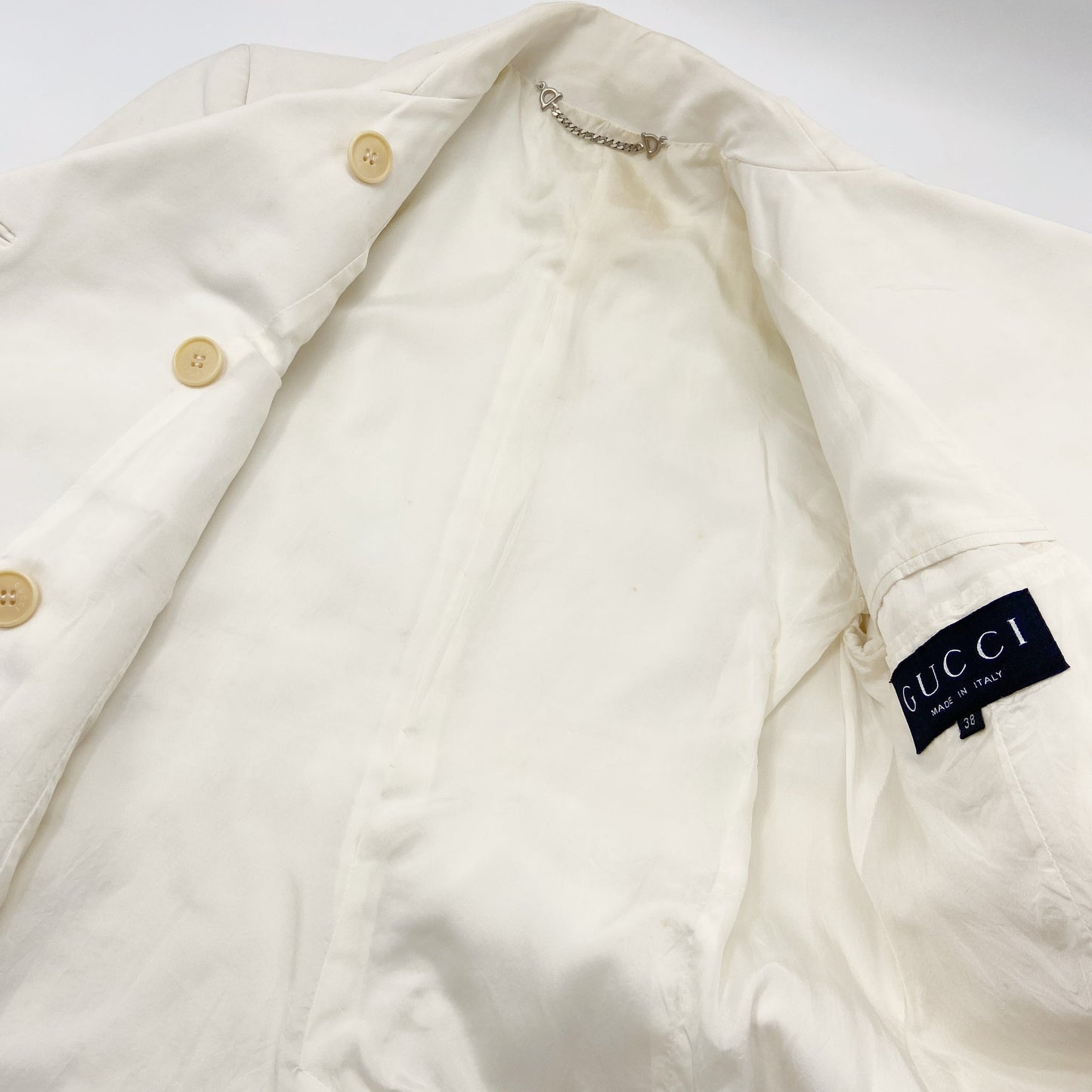 Gucci Spring 1996 Tom Ford Double-Breasted White Short Coat 38