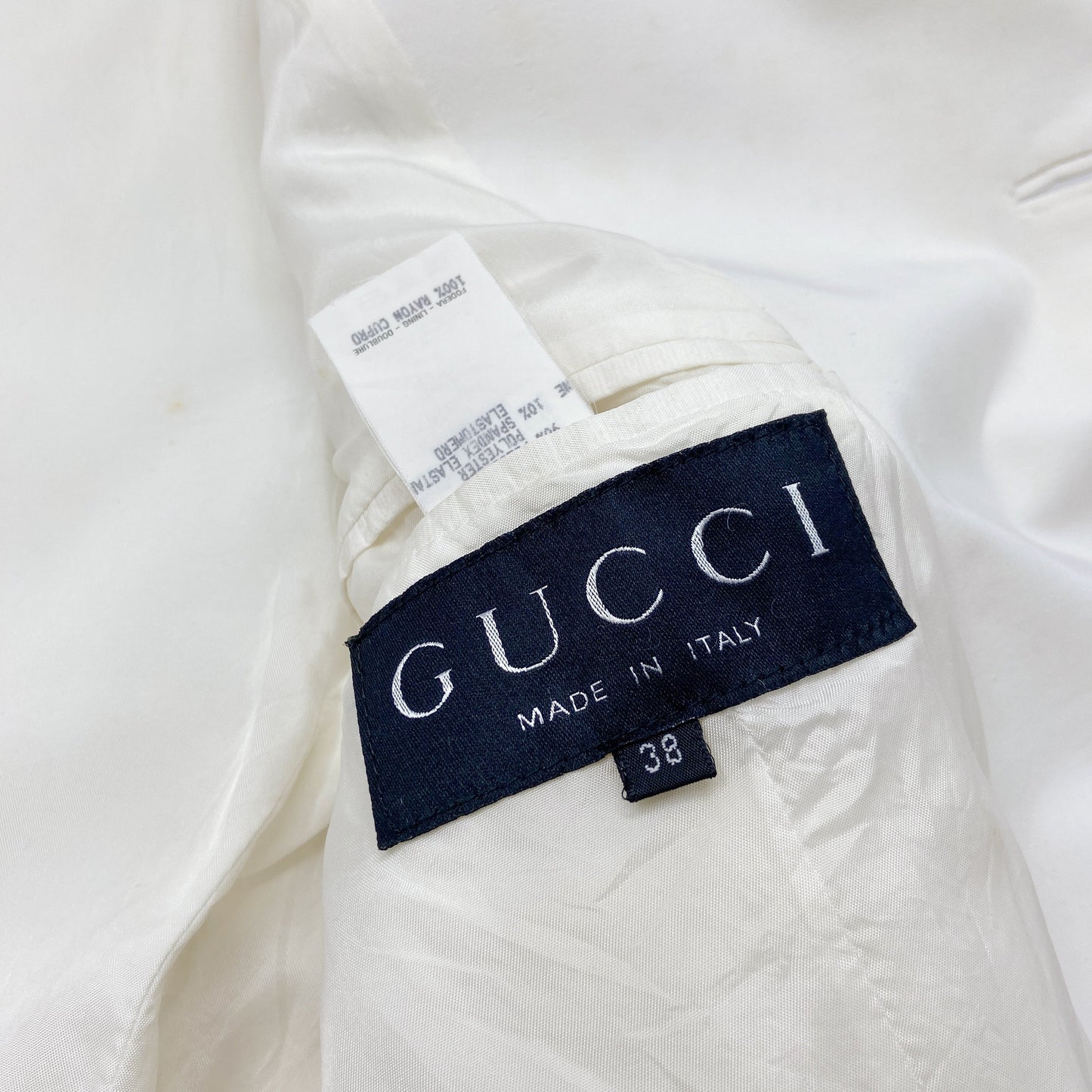 Gucci Spring 1996 Tom Ford Double-Breasted White Short Coat 38