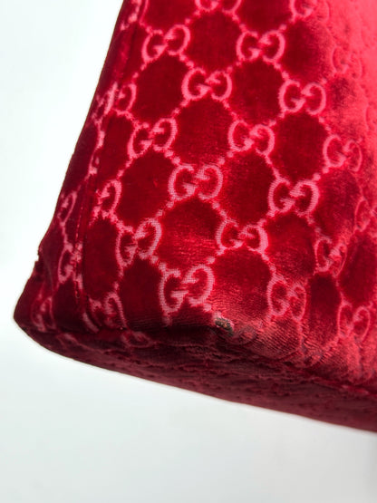 Gucci Fall 1997 Tom Ford Rihanna Red Monogram Velvet Handbag