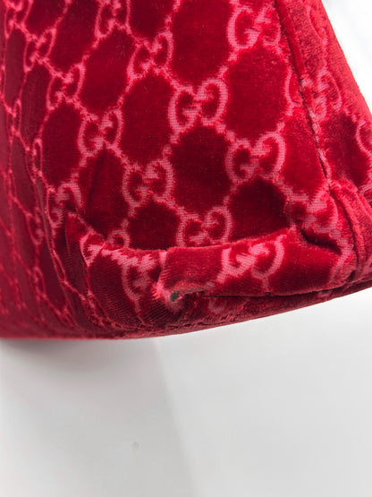 Gucci Fall 1997 Tom Ford Rihanna Red Monogram Velvet Handbag