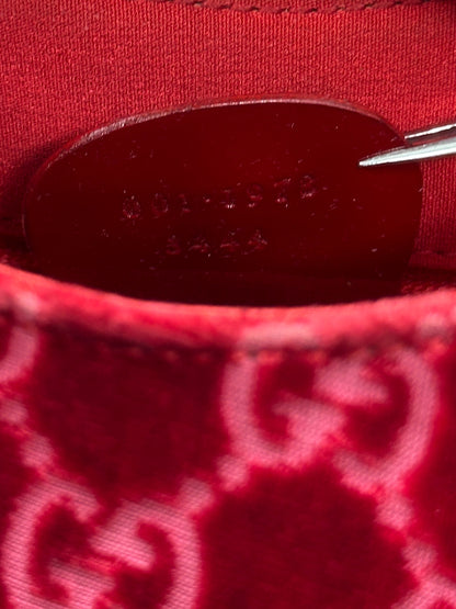 Gucci Fall 1997 Tom Ford Rihanna Red Monogram Velvet Handbag