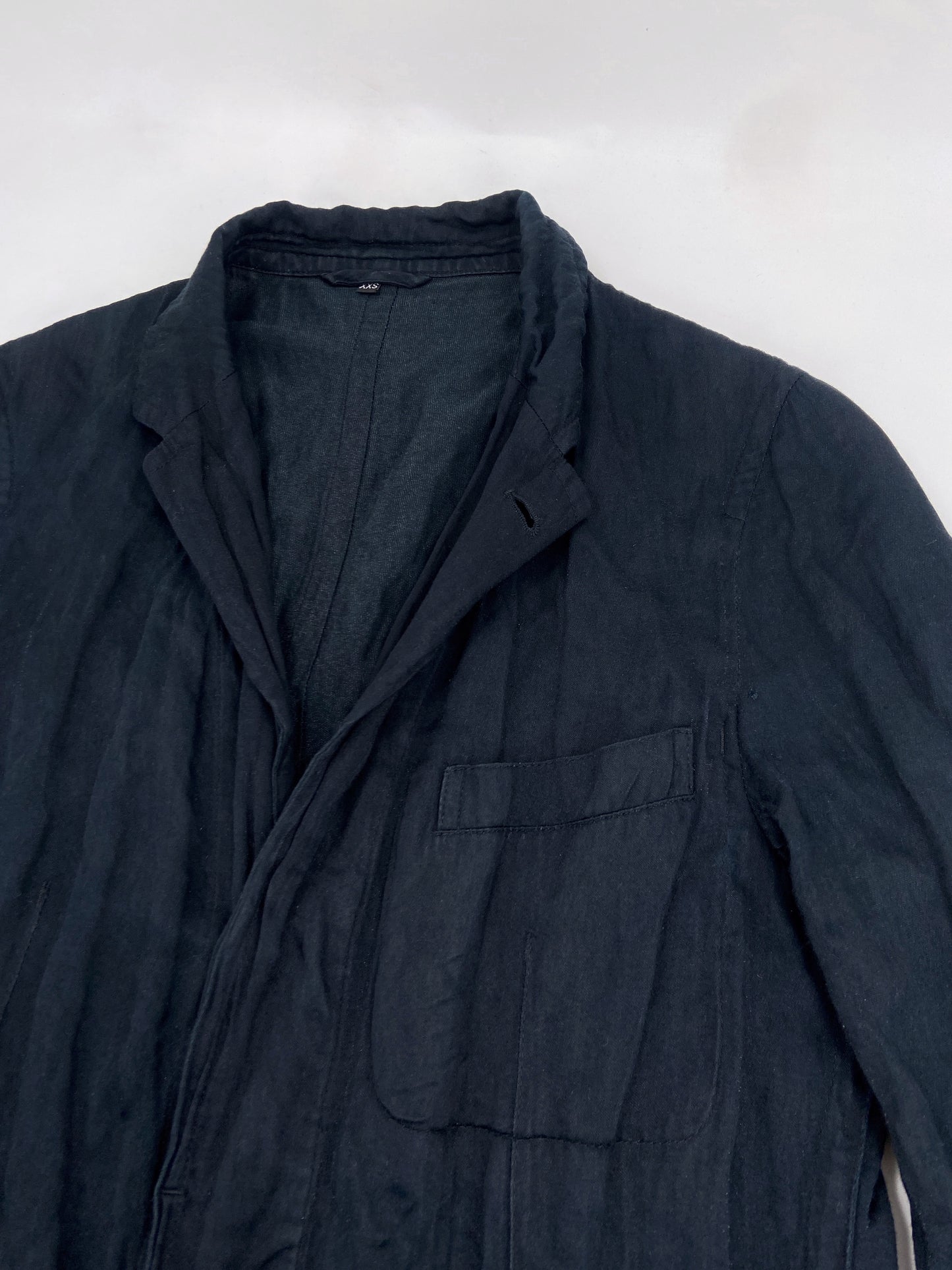 Ann Demeulemeester Spring 2006 Men’s Navy Wrinkled Coat XXS