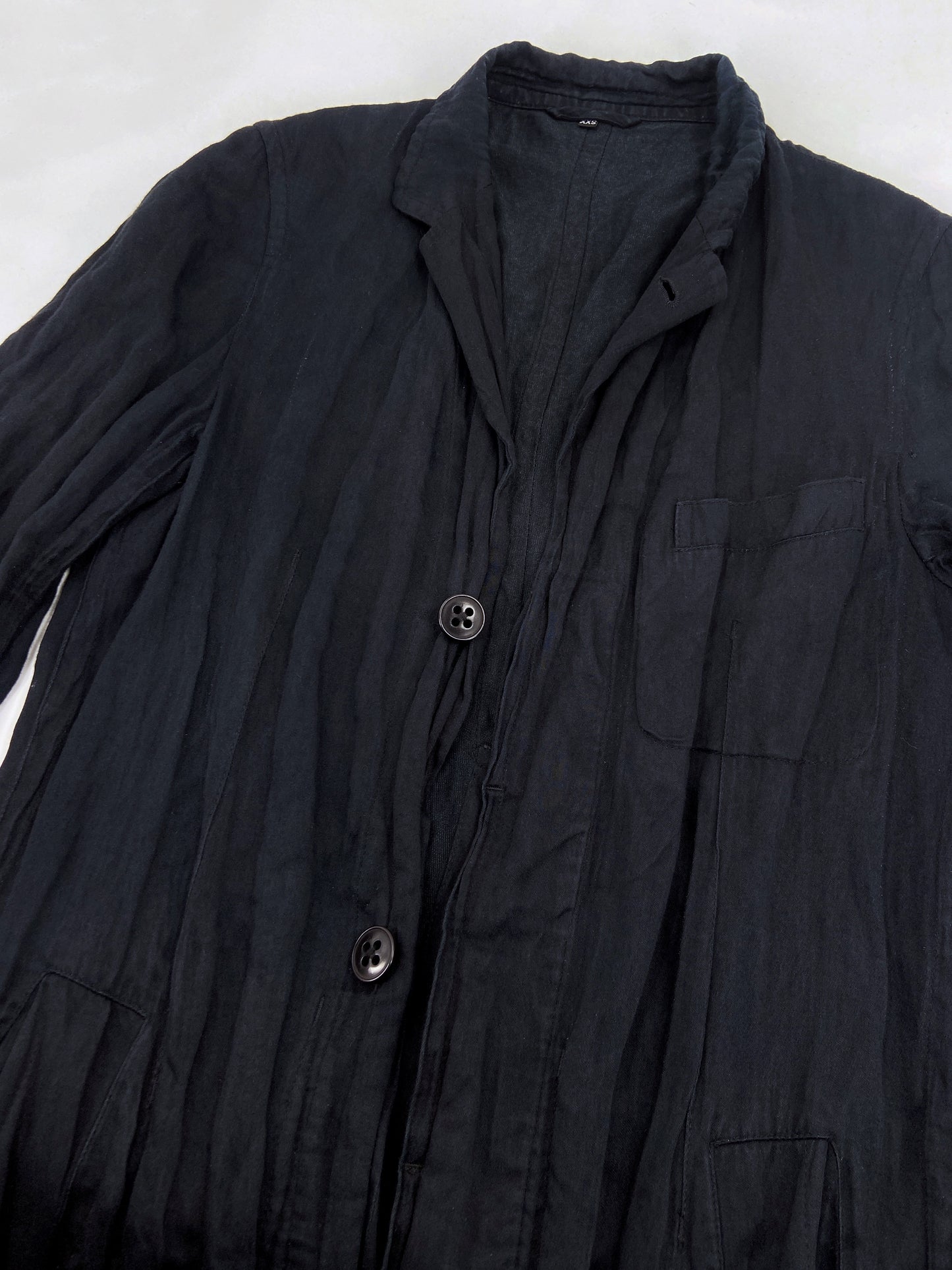 Ann Demeulemeester Spring 2006 Men’s Navy Wrinkled Coat XXS