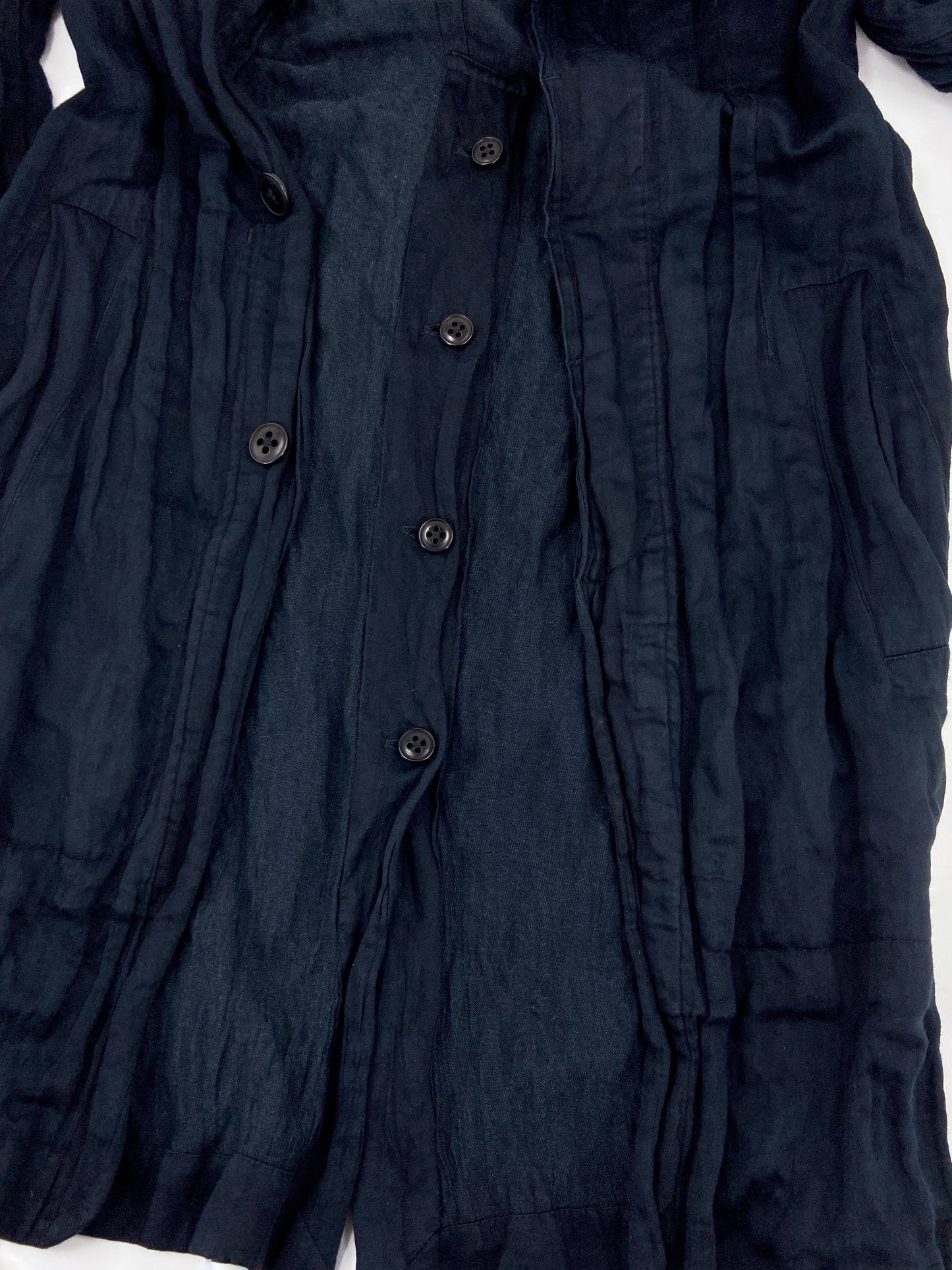 Ann Demeulemeester Spring 2006 Men’s Navy Wrinkled Coat XXS