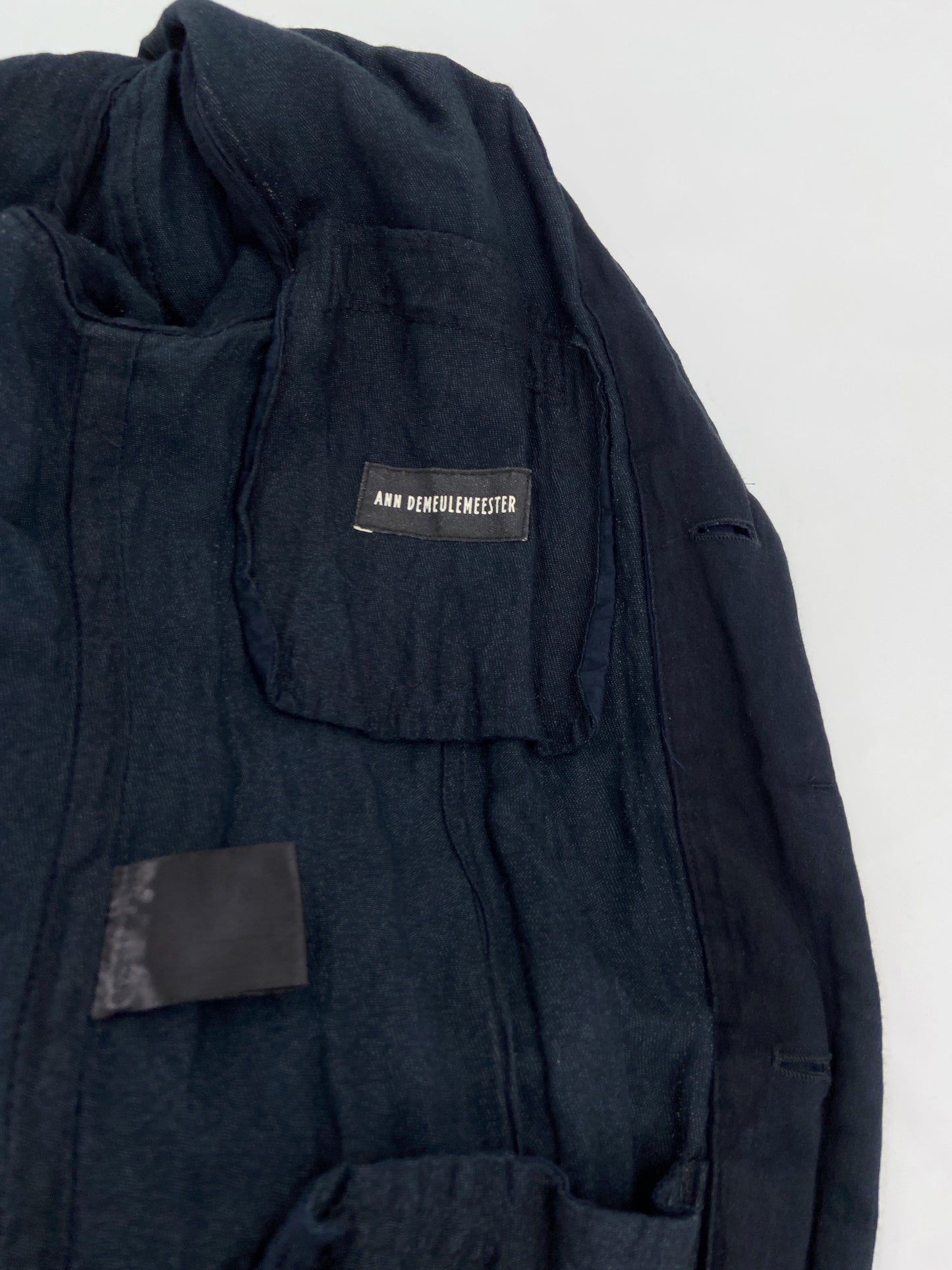 Ann Demeulemeester Spring 2006 Men’s Navy Wrinkled Coat XXS