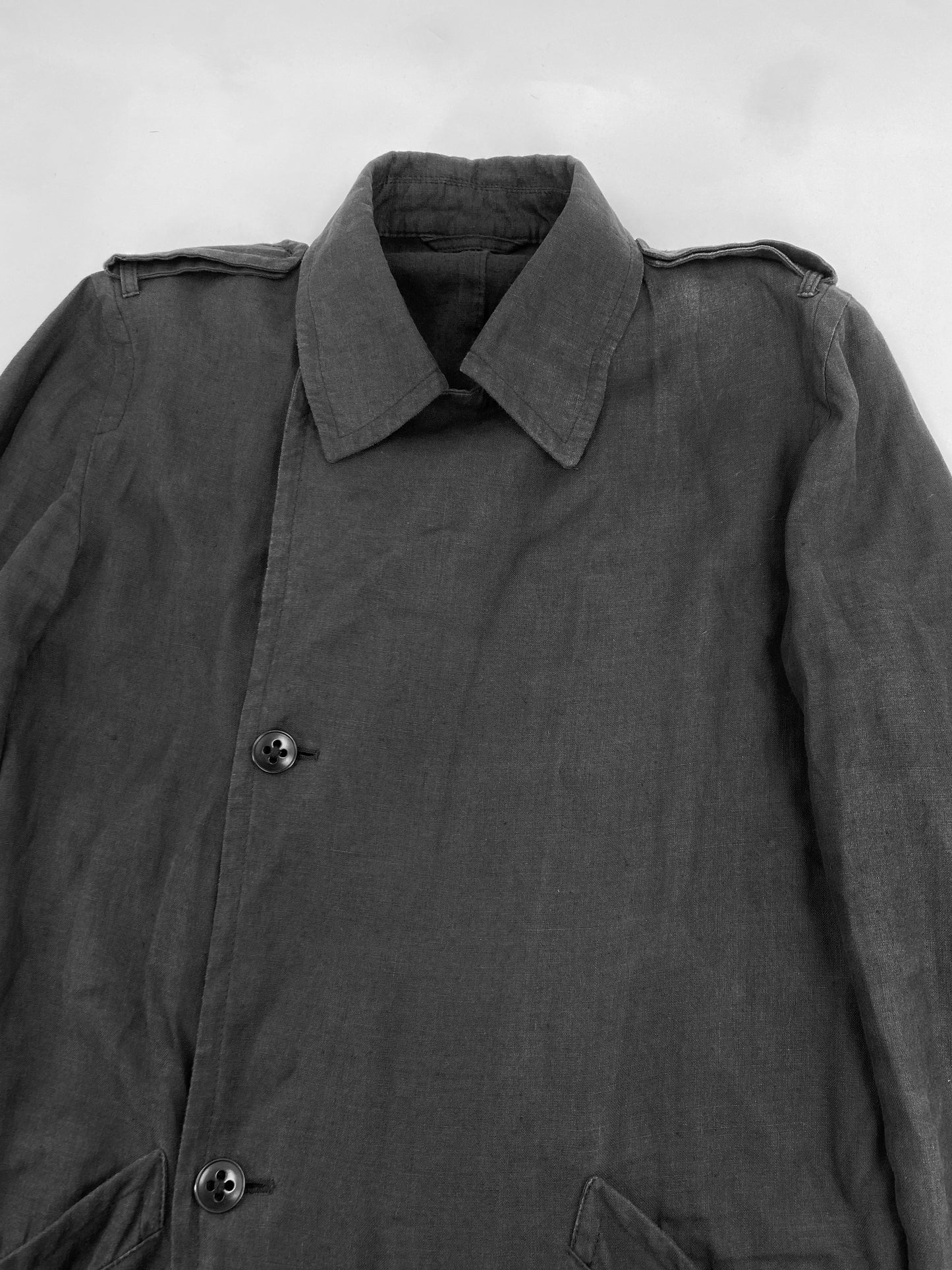 Ann Demeulemeester Spring 2006 Grey Hemp Trench Coat Jacket XXS