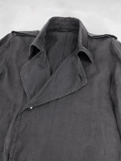 Ann Demeulemeester Spring 2006 Grey Hemp Trench Coat Jacket XXS