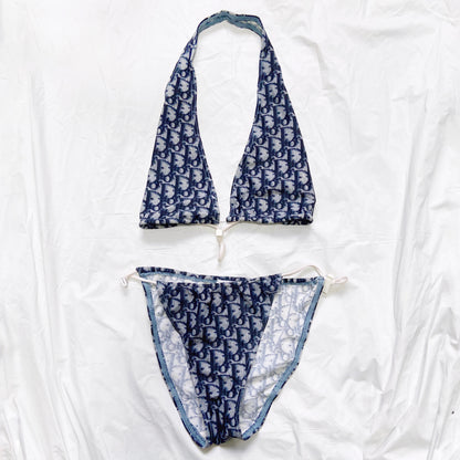 NEW Dior Galliano Spring 2002 blue oblique monogram bikini swimsuit