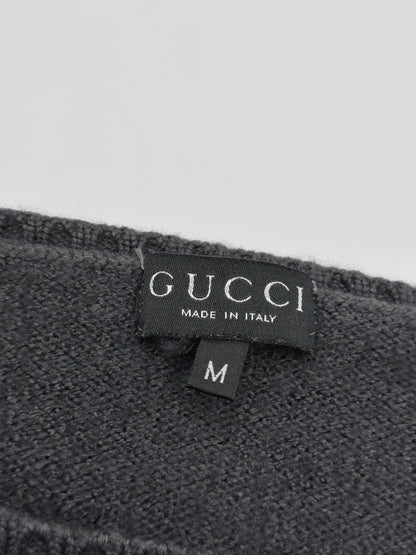 Gucci Fall 1997 Tom Ford Shoulder Metal Emblem Cropped Wool blend Sweater M